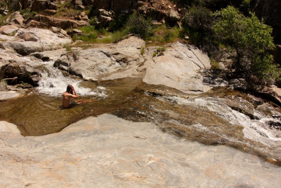  We spend hours cooling off at Kitchen Creek Falls after a few days of walking. 